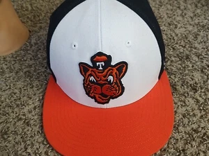 Zephyr Black White Orange Visor Embroidered Tiger Fitted Hat Cap Sz 7 3/8 - Picture 1 of 12