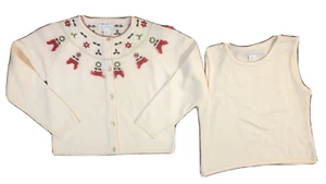Charter Club Little Girls 2 PC. Ivory Christmas Sweater Size 6X - Picture 1 of 5