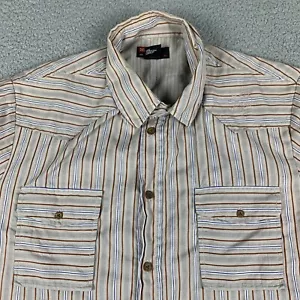 Diesel Shirt Mens Large Brown Stripes Short Sleeve Button Up 50's Cowboy - Picture 1 of 13