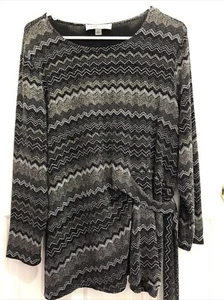 womens Kasper size 1X black multicolor glitter side tie top - Picture 1 of 8