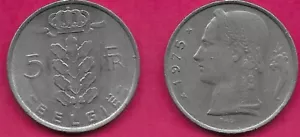 BELGIUM 5 FRANCS 1975 BELGIE DUTCH LEGEND,PLANT DIVIDES DENOMINATION,CRO - Picture 1 of 1