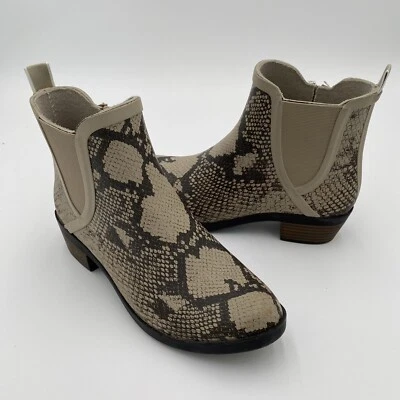 Botas de lluvia de goma con estampado de serpiente Lucky Brand Basel H20 botines al tobillo talla 7 (NUEVAS SIN ETIQUETAS) Foto 1 de 4