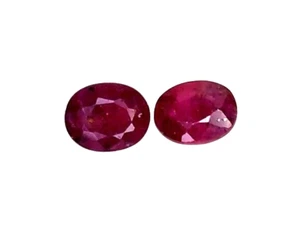 1.07CTS PINK RED NATURAL RUBY OVAL CUT 2PCS LOOSE GEMSTONES WATCH VIDEO - Picture 1 of 2
