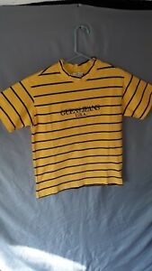 Vintage Guess Jeans USA Striped T Shirt Georges Marciano yellow S small vtg