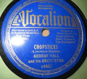 78RPM Vocalion George Hall, Dolly Dawn - Chopsticks / Sticks Stones, nice play V - Picture 1 of 4