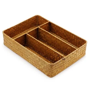 Seagrass Storage Basket With Compartments Utensil Tray For Organization Silverwa - Picture 1 of 8