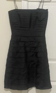 Betsey Johnson Black Pleated 100% Silk Cocktail Spaghetti Strap Dress. Sz 4 - Picture 1 of 5