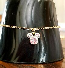 Womens Gold Ankle Bracelet Crystal Mickey Mouse Charm Anklet Gold Chain Anklet