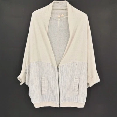 Cárdigan para mujer ANTHROPOLOGIE Moth talla M marfil lino algodón cremallera manga Dolman Foto 1 de 4