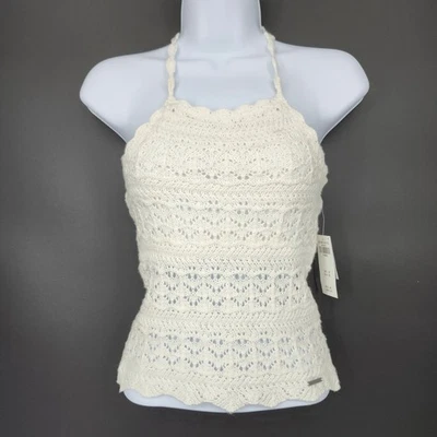 Top Halter Tejido Crombie & Fitch Nuevo con Etiquetas Talla XS Blanco Boho Hippie Indie Foto 1 de 4