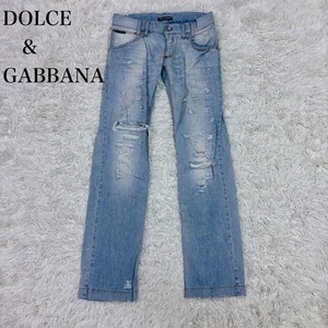Dolce & Gabbana Men's Distressed Crash Straight Slim Denim Jeans Size 44 Blue - Picture 1 of 24