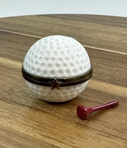 PHB Porcelain Hinged Trinket Box Golf Ball And Tee Golfer Golfing - Picture 1 of 7