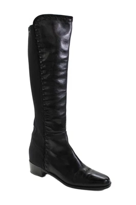 Stuart Weitzman Womens Ribbed Trim Leather Knee High Boots Black Size 8AA - Image 1 of 4
