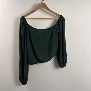 ASTR the Label Damen Zona Top Gr. M One Shoulder Plissee Cinched Waist Grün - Bild 1 von 5