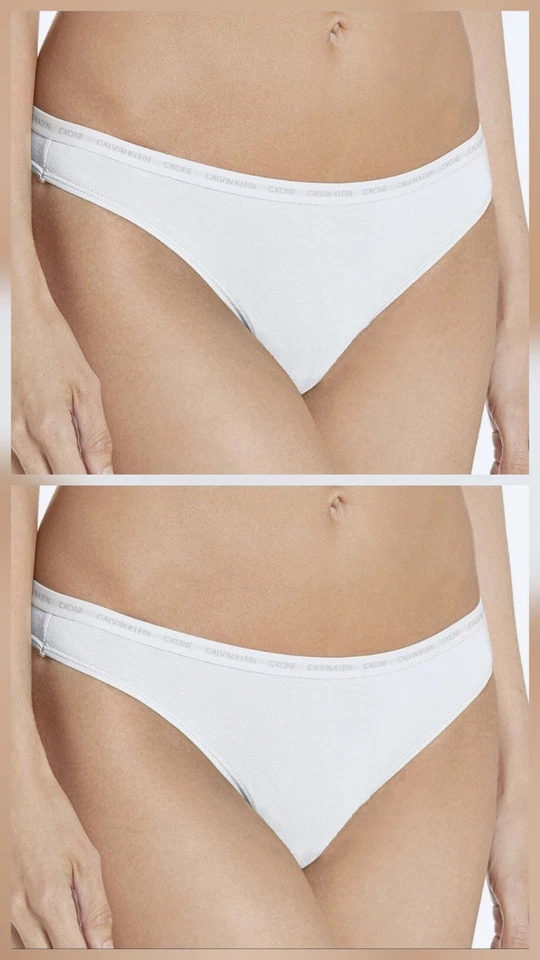 Calvin Klein CK One Singles Thong Underwear Women's XL White Elastic Waist Logo