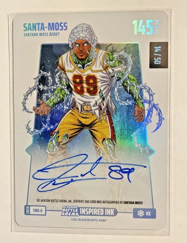 Santana Moss Bo Jackson Battle Arena Santa-Moss Inspired Ink Auto 14/50 Ice Card
