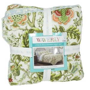 Waverly Quilt Set Imperial Dress Jacobean Floral Blanket Coverlet 2 Pillow Shams - Picture 1 of 10
