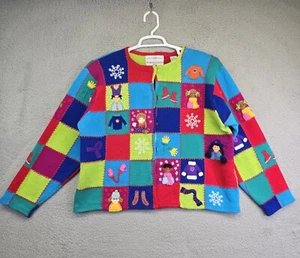 Suéter de Navidad Marisa Christina Mujer XL 2000 Colección Muñecas Patchwork De Colección - Imagen 1 de 15