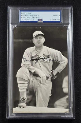 BURLEIGH GRIMES Signed Real Photo Postcard-HOF-CARDINALS-YANKEES-PSA 9 Auto - Image 1 of 4