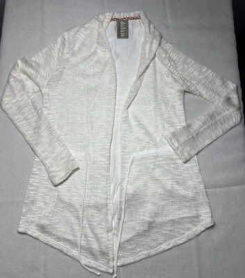 Cárdigan Dolan Blanco jaspeado Frontal Abierto Cordón Contraste Pequeño Anthropologie Foto 1 de 4