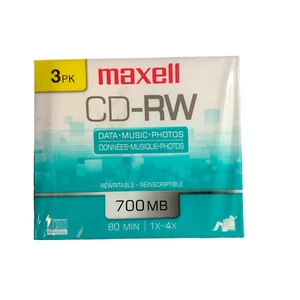 3 Pack Maxell CD Rewritable Media CD-RW 4x 650 MB Jewel Case - Picture 1 of 3