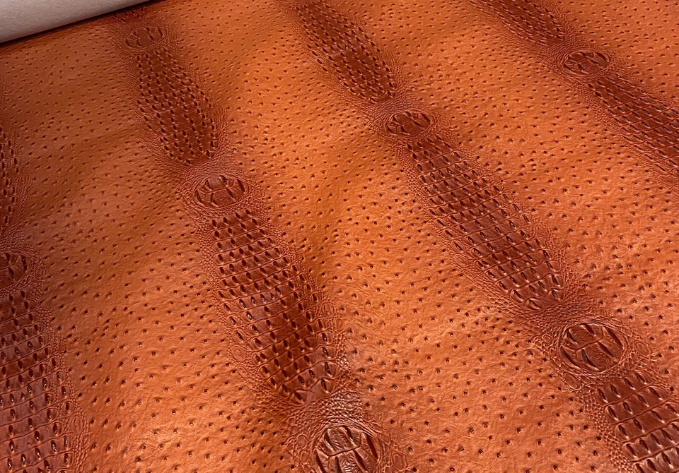 Orange Ostrich/Gator Upholstery Crafting Outdoor Vinyl Fabric By The Yard - Image 1 of 1