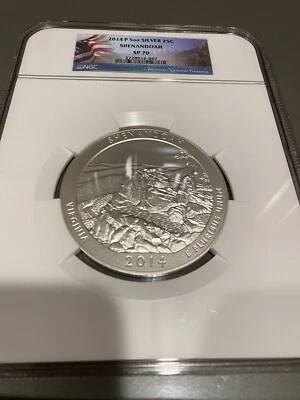 2014 P 5 OZ SILVER 25C SHENANDOAH NGC SP 70 - Image 1 of 2