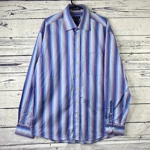 Gant Striped Shirt Mens XL Vintage Pinpoint Twill Blue Purple Button Up - Picture 1 of 12