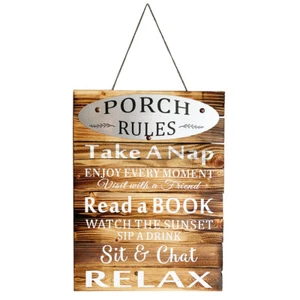Vintage Style Porch Rules Plaque Wall Proch Decor Indoor Outdoor Home Decoration - Picture 1 of 6