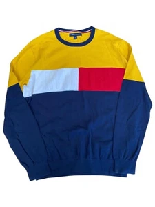Suéter Tommy Hilfiger Para Hombre Talla Grande Colorido Tejido Jersey Grande Logo Pullover - Imagen 1 de 7