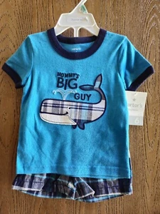 NWT Size 6M Carter's 2pc set outfit Whale shirt w/ plaid shorts Mommy's Big Guy - Picture 1 of 2