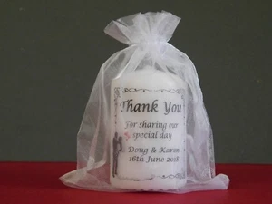 Personalised Wedding Candle Favour Classic Bride & Groom 6cm x 4cm Set 10 - Picture 1 of 6