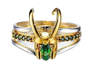 Loki Helmet Design 3 Piece Band Ring Set - Picture 1 of 2
