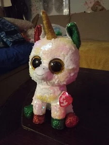 BELLE PAILLETTES FLIPPABILI RIVESTITE UNICORNO, CIRCA 12", CORNO GLITTER, IN PERFETTE CONDIZIONI - Foto 1 di 4