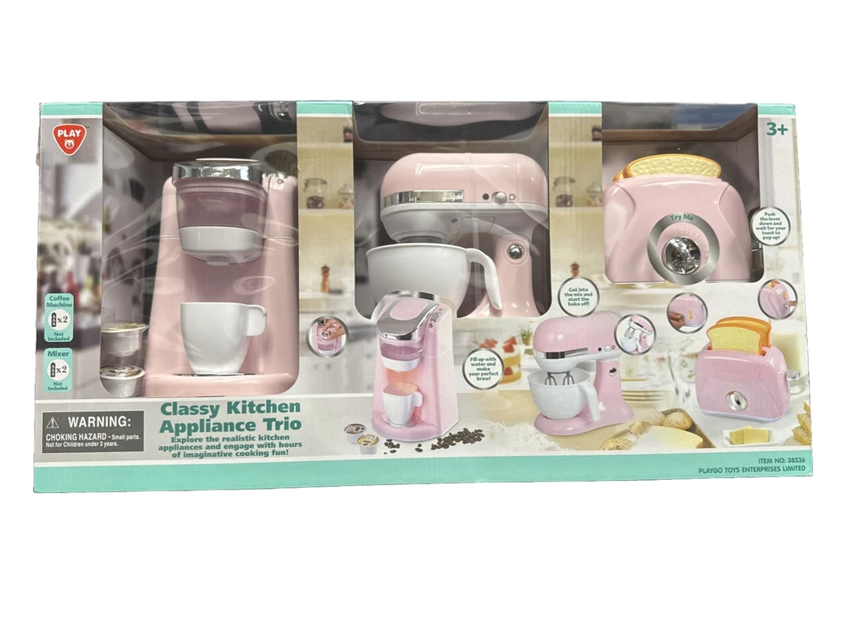 Play Perfect Classy Kitchen Appliance Trio Kids Pretend Playset in Pink NEW - Image 1 of 1