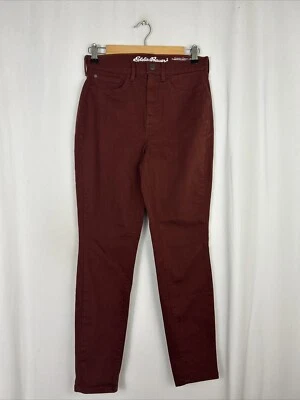 Calça chino feminina Eddie Bauer tamanho 6 marrom vermelha magra levemente curvilínea 28x27 - Imagem 1 de 4