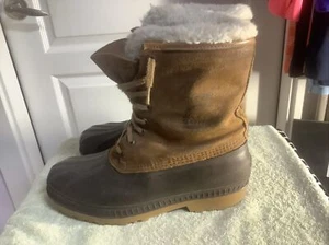 Sorel Kaufman Ice Pac Men's Sz 9 Brown Rubber Duck Boots Winter Snow Wool Liners - Picture 1 of 7
