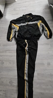 BCG Black Gray Gold Stripe Windbreaker Suit Full Zip Jacket Ankle Zip Pants 2XL - Image 1 of 4