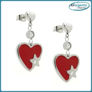 orecchini pendenti stella donna cuore acciaio inox con strass da in bigiotteria - Foto 1 di 5