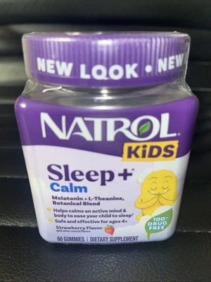 60 Gummies 睡眠 + 平静、褪黑激素和 L-茶氨酸 - 儿童休息睡眠和平静 — 第 1/4 张图片