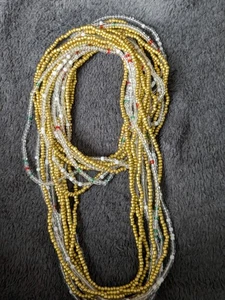 2x Elegant African Elastic clear & gold Waist bead /belly chain 1sized fit31.5in - Picture 1 of 5