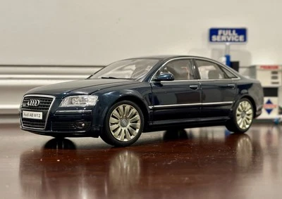 Kyosho Audi A8 W12 Black/Blue 1/18 Scale Diecast Model Car  - Image 1 of 4