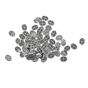 50 Pieces Tibetan Silver Metal Design Oval Loose Spacer - Picture 1 of 7