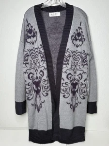 Haunted Mansion Disney Parks Cardigan Womens Size M Sweater Purple Wallpaper - Picture 1 of 10