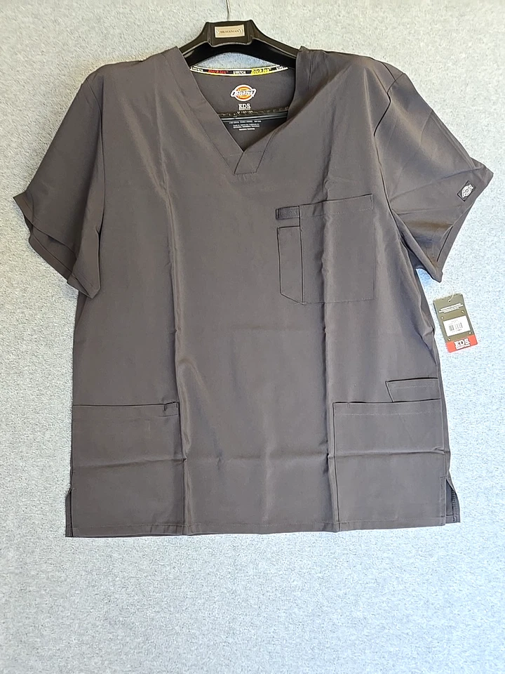 Dickies EDS Essentials Men's V-neck Scrub Top Pewter Size X-large Enbz