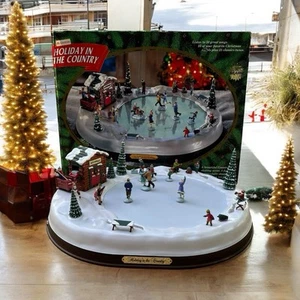 VTG Mr. Christmas Holiday Skaters 1890 Victorian Ice Skating Rink VIDEO READ - Picture 1 of 13