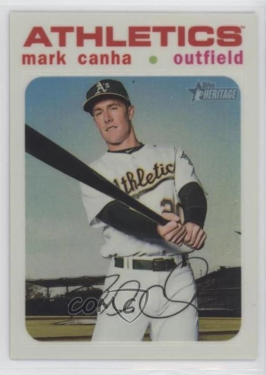 2020 Topps Heritage Chrome White Refractor /71 Mark Canha #THC-60 - Image 1 of 2