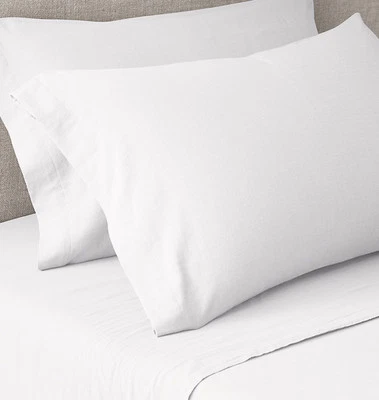 JUEGO DE SÁBANAS Restauración Hardware Prenda Italiana Teñida Algodón Gasa Cali King Blanco Foto 1 de 4