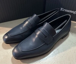 Ermenegildo Zegna Leather Reverse Construction Loafers DK Blue 11.5 US New $950 - Picture 1 of 10