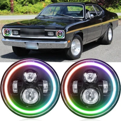 Faros LED redondos de 7 pulgadas haz alto-bajo DRL para Plymouth Barracuda Duster 340 Foto 1 de 4
